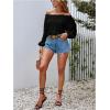 imageMakeMeChic Womens Off Shoulder Shirts Long Sleeve Frill Trim Blouse TopBlack