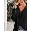 imageMakeMeChic Womens Oversized Button Down Shirts Collared Button Up Shirt Blouse TopBlack Color