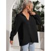 imageMakeMeChic Womens Oversized Button Down Shirts Collared Button Up Shirt Blouse TopBlack Color