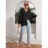imageMakeMeChic Womens Oversized Button Down Shirts Collared Button Up Shirt Blouse TopBlack Color