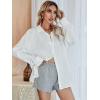 imageMakeMeChic Womens Oversized Button Down Shirts Collared Button Up Shirt Blouse TopWhite