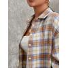 imageMakeMeChic Womens Plaid Shirts Oversized Flannels Shacket JacketA Multi Camel