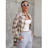imageMakeMeChic Womens Plaid Shirts Oversized Flannels Shacket JacketA Multi Camel