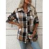 imageMakeMeChic Womens Plaid Shirts Oversized Flannels Shacket JacketCcbrown