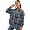 imageMakeMeChic Womens Plaid Shirts Oversized Flannels Shacket JacketMulti Blue
