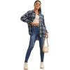 imageMakeMeChic Womens Plaid Shirts Oversized Flannels Shacket JacketMulti Blue