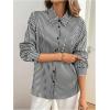 imageMakeMeChic Womens Striped Bow Tie Button Down Shirts Cut Out Long Sleeve Collar BlouseBlack and White