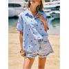 imageMakeMeChic Womens Striped Button Down Shirt Strawberry Blouse Short Sleeve Casual Summer TopsBlue