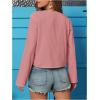 imageMakeMeChic Womens V Neck Tie Front Top Blouse Long Sleeve Loose Blouses Crop TopPink