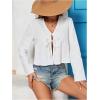 imageMakeMeChic Womens V Neck Tie Front Top Blouse Long Sleeve Loose Blouses Crop TopWhite