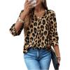 imageMakeMeChic Womens Cheetah Print Top 34 Sleeve Leopard Print Tops Button Down Shirt BlouseBrown