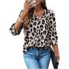 imageMakeMeChic Womens Cheetah Print Top 34 Sleeve Leopard Print Tops Button Down Shirt BlouseKhaki