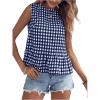 imageMakeMeChic Womens Gingham Tank Tops Plaid Crew Neck Sleeveless Ruffle Hem Summer Casual Blouse ShirtBlue and White
