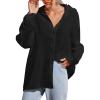 imageMakeMeChic Womens Oversized Button Down Shirts Collared Button Up Shirt Blouse TopBlack Color
