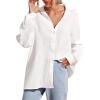 imageMakeMeChic Womens Oversized Button Down Shirts Collared Button Up Shirt Blouse TopWhite Color