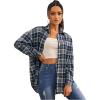 imageMakeMeChic Womens Plaid Shirts Oversized Flannels Shacket JacketMulti Blue