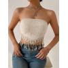 imageMakeMeChic Womens Boho Crop Tube Top Floral Tie Back Cute Bandana TopsApricot Solid