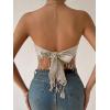imageMakeMeChic Womens Boho Crop Tube Top Floral Tie Back Cute Bandana TopsApricot Solid