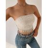 imageMakeMeChic Womens Boho Crop Tube Top Floral Tie Back Cute Bandana TopsApricot Solid
