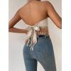 imageMakeMeChic Womens Boho Crop Tube Top Floral Tie Back Cute Bandana TopsApricot Solid