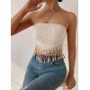 imageMakeMeChic Womens Boho Crop Tube Top Floral Tie Back Cute Bandana TopsApricot Solid