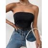 imageMakeMeChic Womens Boho Crop Tube Top Floral Tie Back Cute Bandana TopsBlack