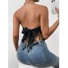 imageMakeMeChic Womens Boho Crop Tube Top Floral Tie Back Cute Bandana TopsBlack