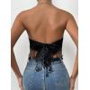imageMakeMeChic Womens Boho Crop Tube Top Floral Tie Back Cute Bandana TopsBlack