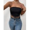 imageMakeMeChic Womens Boho Crop Tube Top Floral Tie Back Cute Bandana TopsBlack