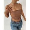 imageMakeMeChic Womens Boho Crop Tube Top Floral Tie Back Cute Bandana TopsCoffee Brown