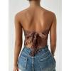 imageMakeMeChic Womens Boho Crop Tube Top Floral Tie Back Cute Bandana TopsCoffee Brown