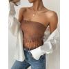 imageMakeMeChic Womens Boho Crop Tube Top Floral Tie Back Cute Bandana TopsCoffee Brown