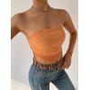 imageMakeMeChic Womens Boho Crop Tube Top Floral Tie Back Cute Bandana TopsOrange