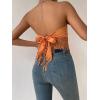 imageMakeMeChic Womens Boho Crop Tube Top Floral Tie Back Cute Bandana TopsOrange
