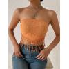 imageMakeMeChic Womens Boho Crop Tube Top Floral Tie Back Cute Bandana TopsOrange