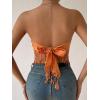 imageMakeMeChic Womens Boho Crop Tube Top Floral Tie Back Cute Bandana TopsOrange