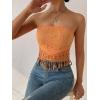 imageMakeMeChic Womens Boho Crop Tube Top Floral Tie Back Cute Bandana TopsOrange