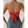imageMakeMeChic Womens Boho Crop Tube Top Floral Tie Back Cute Bandana TopsRed