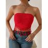 imageMakeMeChic Womens Boho Crop Tube Top Floral Tie Back Cute Bandana TopsRed