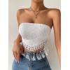 imageMakeMeChic Womens Boho Crop Tube Top Floral Tie Back Cute Bandana TopsWhite