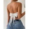 imageMakeMeChic Womens Boho Crop Tube Top Floral Tie Back Cute Bandana TopsWhite