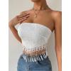 imageMakeMeChic Womens Boho Crop Tube Top Floral Tie Back Cute Bandana TopsWhite