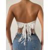 imageMakeMeChic Womens Boho Crop Tube Top Floral Tie Back Cute Bandana TopsWhite