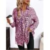 imageMakeMeChic Womens Button Down Shirts Leopard Print Long Sleeve Collared Blouse TopHot Pink