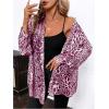 imageMakeMeChic Womens Button Down Shirts Leopard Print Long Sleeve Collared Blouse TopHot Pink