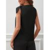 imageMakeMeChic Womens Casual Tie Shoulder Sleeveless Workwear Blouse Asymmetrical Neck Tank Shirt TopsBlack
