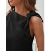 imageMakeMeChic Womens Casual Tie Shoulder Sleeveless Workwear Blouse Asymmetrical Neck Tank Shirt TopsBlack