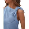 imageMakeMeChic Womens Casual Tie Shoulder Sleeveless Workwear Blouse Asymmetrical Neck Tank Shirt TopsDusty Blue
