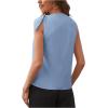 imageMakeMeChic Womens Casual Tie Shoulder Sleeveless Workwear Blouse Asymmetrical Neck Tank Shirt TopsDusty Blue