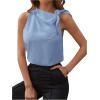 imageMakeMeChic Womens Casual Tie Shoulder Sleeveless Workwear Blouse Asymmetrical Neck Tank Shirt TopsDusty Blue